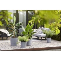 Pot de fleur Elho Plastique Carré Greensense Aqua Care Ciment Clair 2