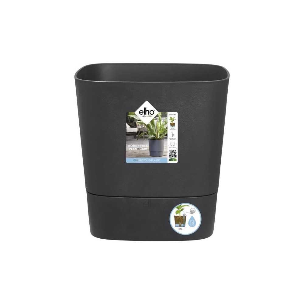 Pot de fleur Elho Plastique Carré Greensense Aqua Care Gris Charbon 2