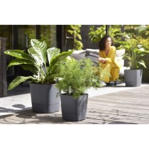 Pot de fleur Elho Plastique Carré Greensense Aqua Care Gris Charbon 2