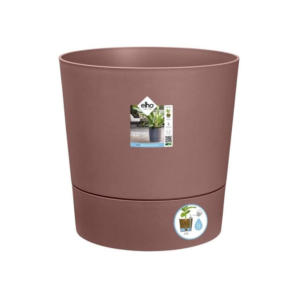 Elho Pot de dleurs Rond GREENSENSE AQUA CARE - Plastique Réservoir -