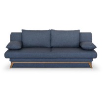 Banquette convertible - 3 places - NAOTO - Tissu bleu foncé - Coffre de rangement - 202 x 98 x 98 cm