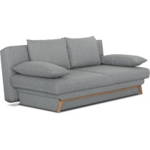 Banquette convertible - 3 places - NAOTO - Tissu gris clair - Coffre de rangement - 202 x 98 x 98 cm