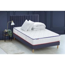 CONFORT DESIGN Pack complet Matelas 700 Ressorts + Sommier Bleu denim