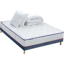 CONFORT DESIGN Pack complet Matelas 700 Ressorts + Sommier Bleu denim