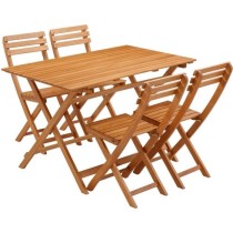 Ensemble repas de jardin en bois d'eucalyptus FSC - 4 personnes