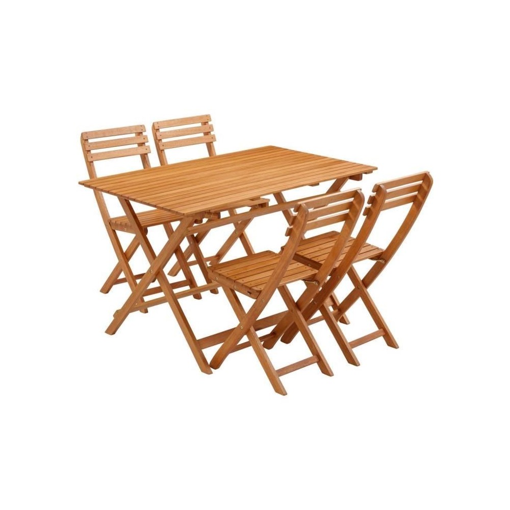 Ensemble repas de jardin en bois d'eucalyptus FSC - 4 personnes