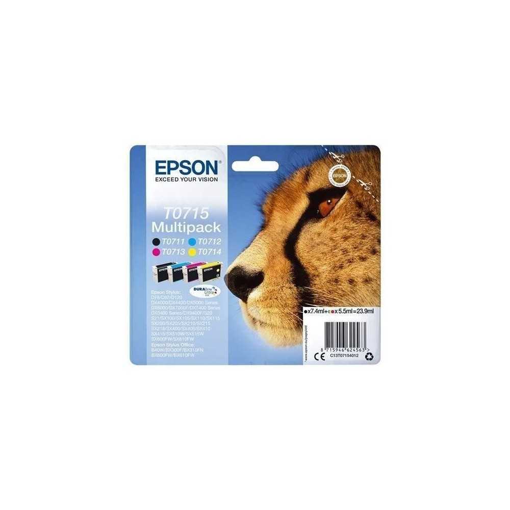 EPSON Multipack T0715 - Guépard - Noir, Cyan, Magenta, Jaune (C13T071