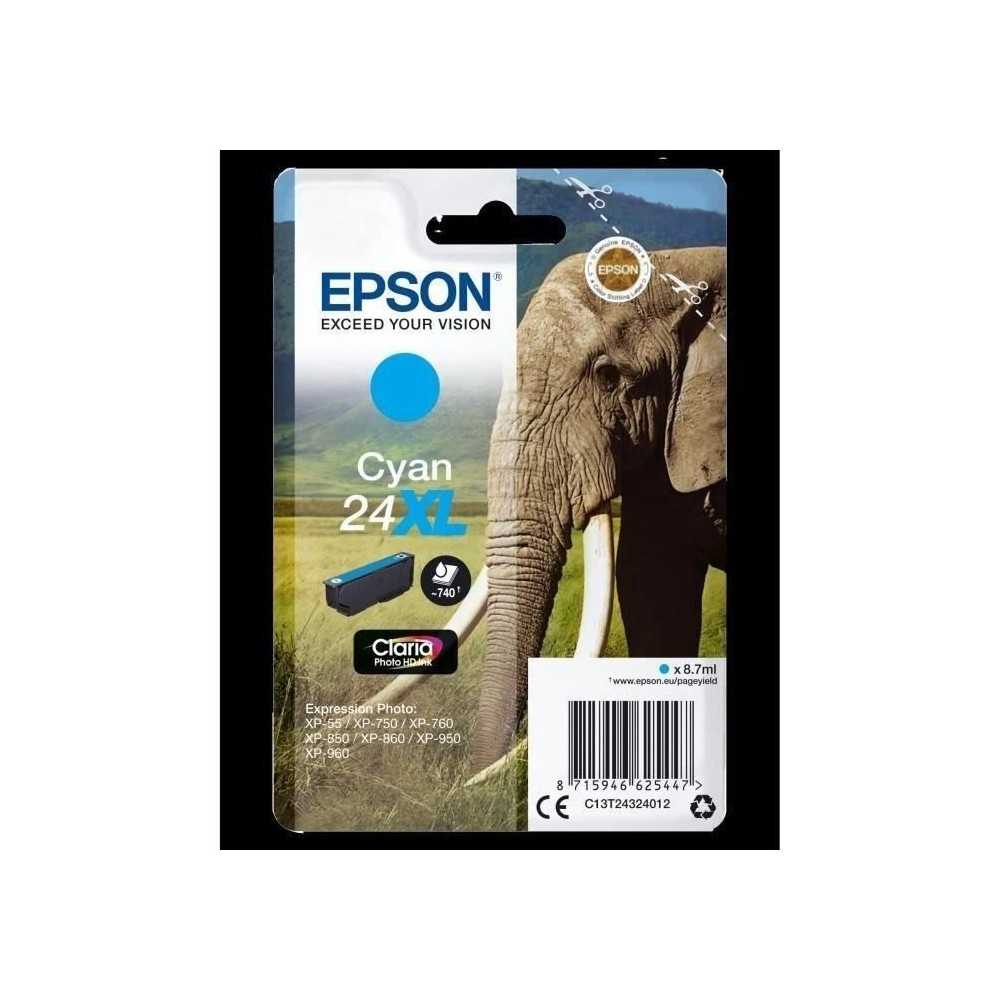 EPSON Cartouche d'encre T2432 XL Cyan - Eléphant (C13T24324012)