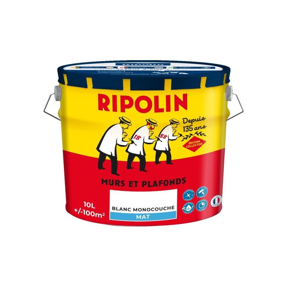 Peinture murs & plafonds - COLLECTOR - Blanc - Mat - RIPOLIN - 10 L