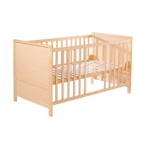 Lit Bébé Évolutif 70x140 - ROBA - Réglable en Hauteur - 3 Barreaux Amovibles - Coins de Transformation Inclus - Bois Naturel