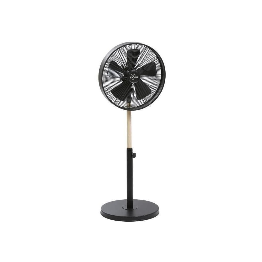 CALIFORNIA Noir & Bois - Ventilateur sur pied Ø40cm 50W oscillant