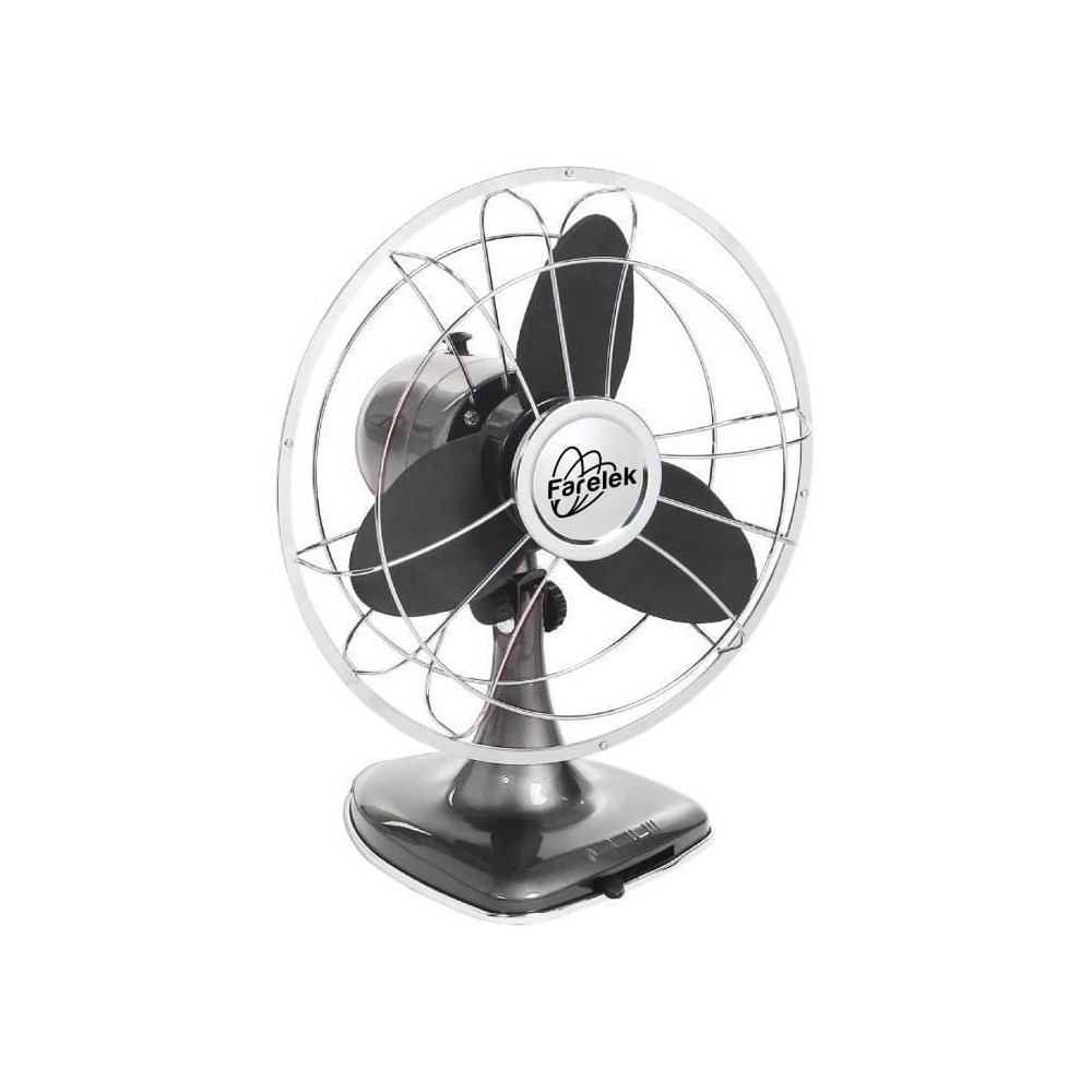 REDWOOD - Ventilateur a poser Ø30cm 30W rétro indus anthracite et ch