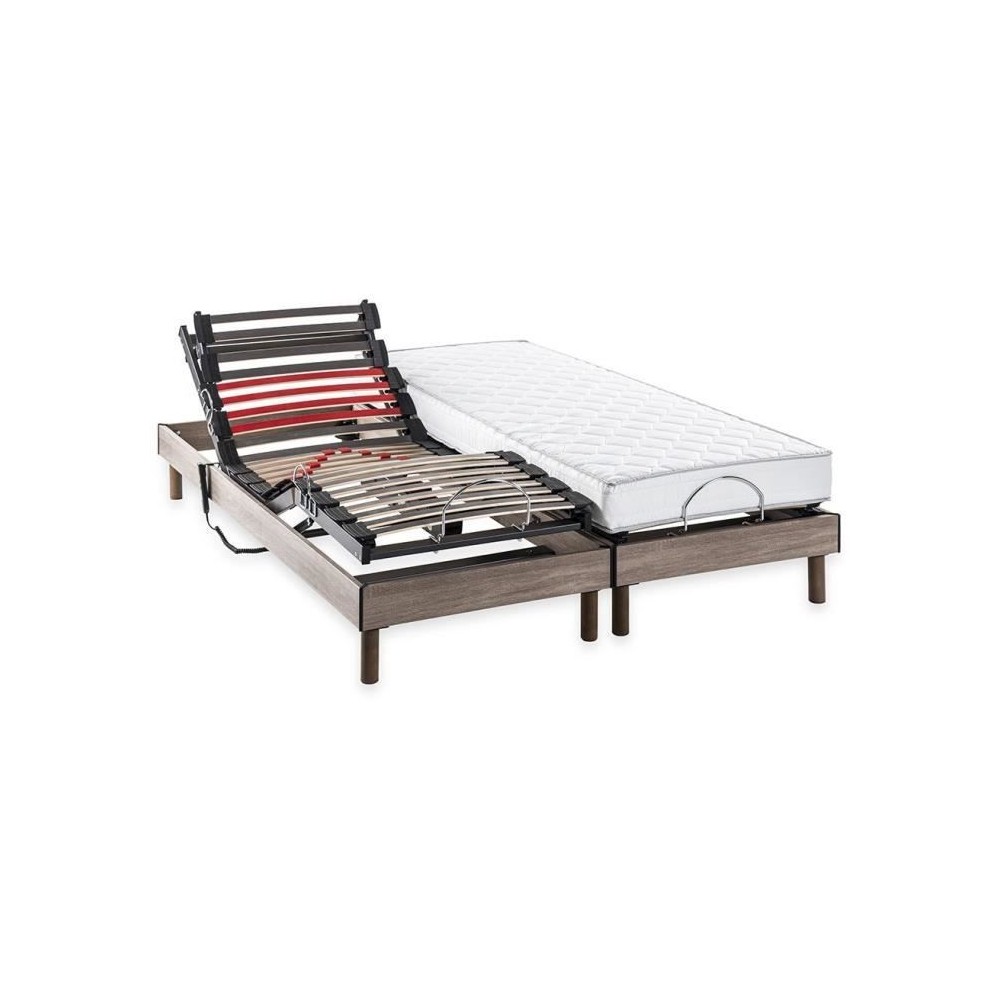 Ensemble matelas+sommier relaxation électrique COMFORT - 2x90x200 cm - Matelas mousse - DEKO DREAM Samba