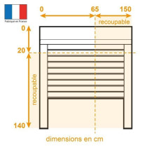 Volet roulant double parois H140 cm x L150 cm PVC recoupable en largeu