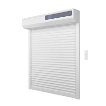 Volet roulant solaire H120 x L120 cm en PVC recoupable en largeur et h