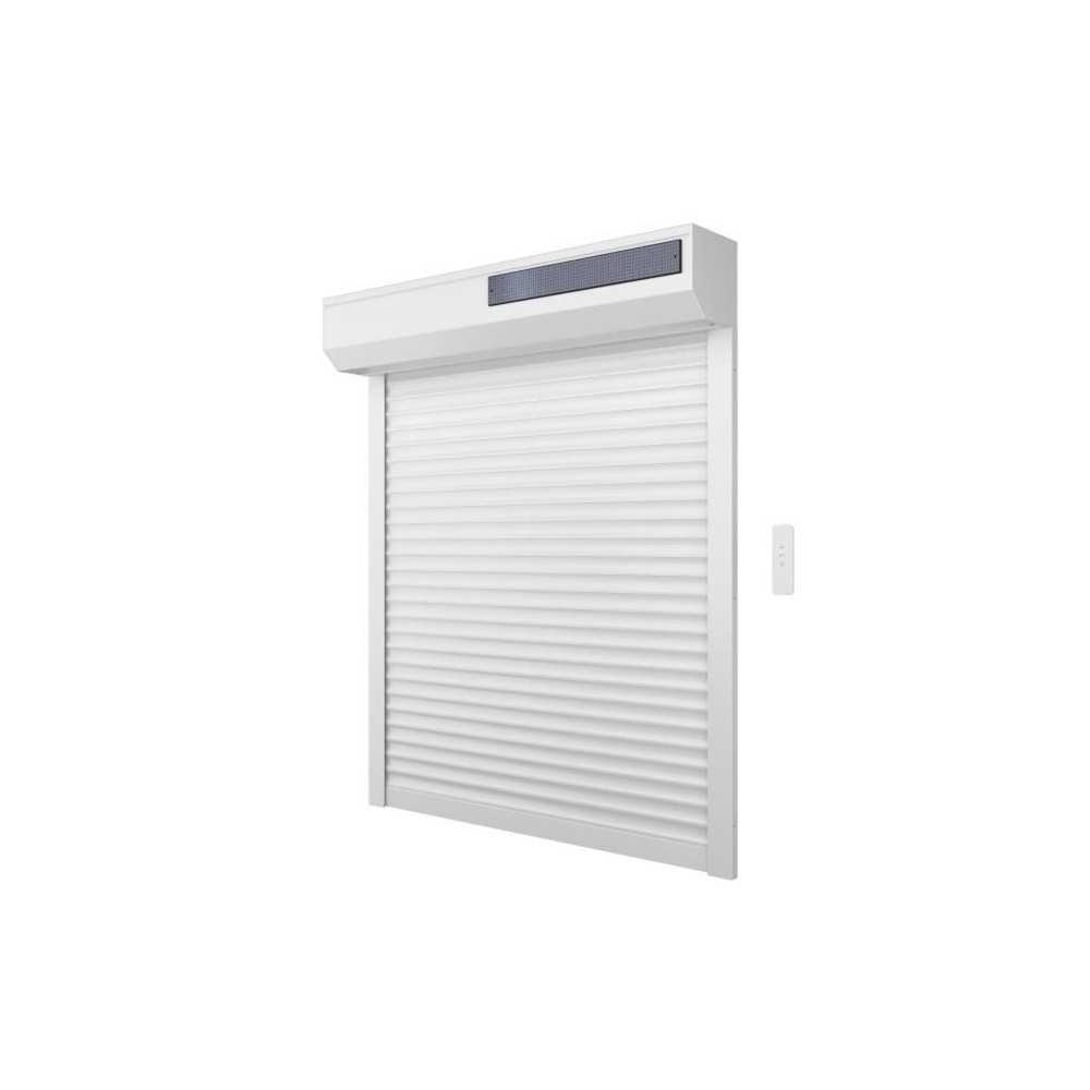 Volet roulant solaire H120 x L120 cm en PVC recoupable en largeur et h