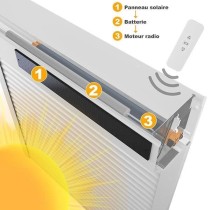 Volet roulant solaire H120 x L120 cm en PVC recoupable en largeur et h