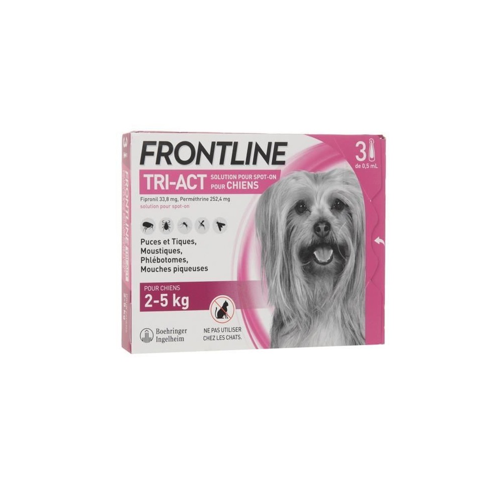 FRONTLINE 3 pipettes Tri-Act - Pour chien de 2 a 5 kg