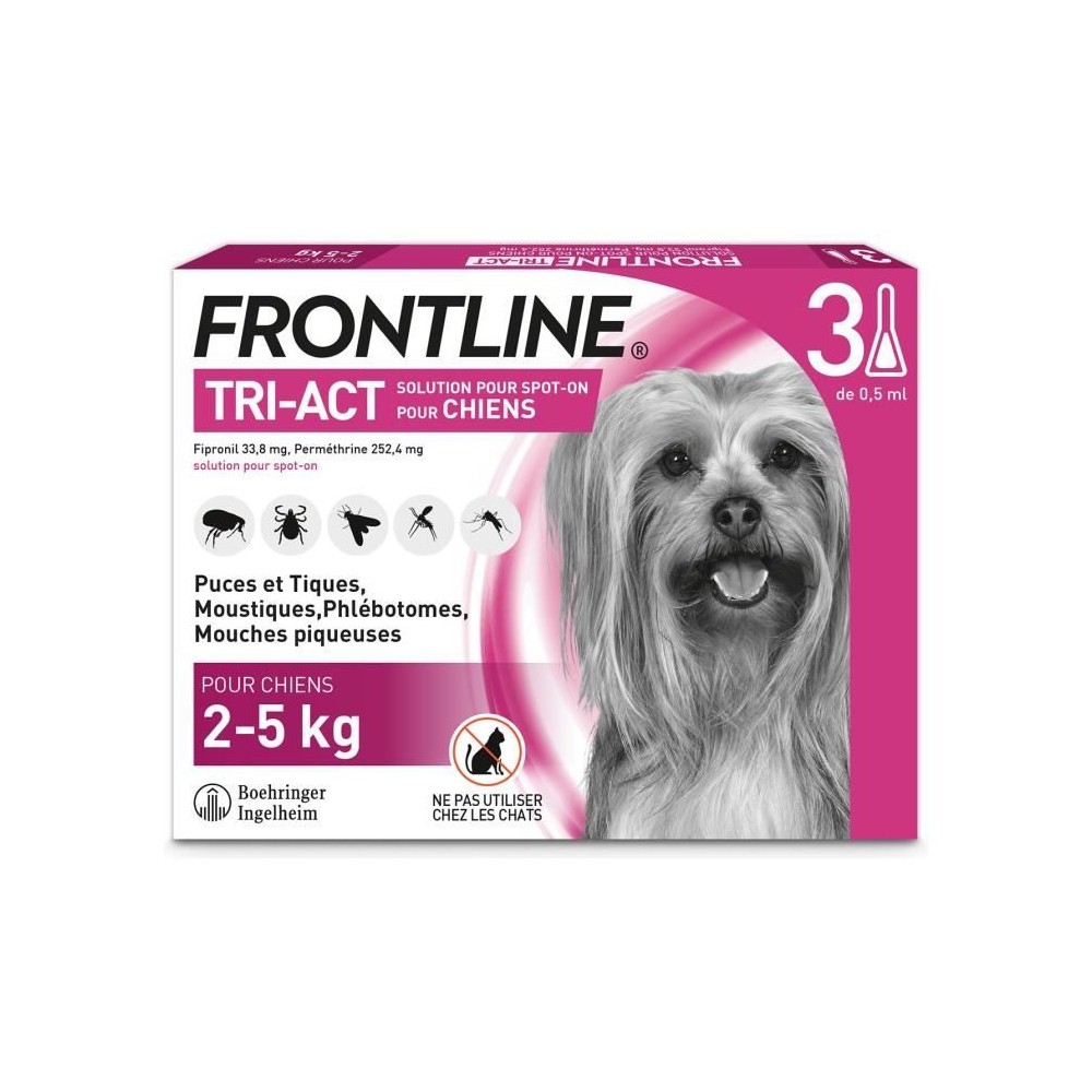 FRONTLINE 3 pipettes Tri-Act - Pour chien de 5 a 10 kg