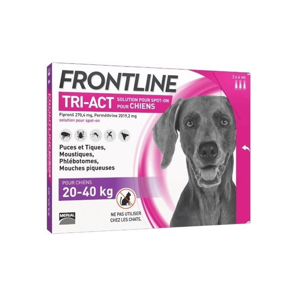 FRONTLINE 3 pipettes Tri-Act - Pour chien de 20 a 40 kg