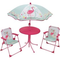 FUN HOUSE 713088 FLAMANT ROSE Salon de jardin avec une table, 2 chaise