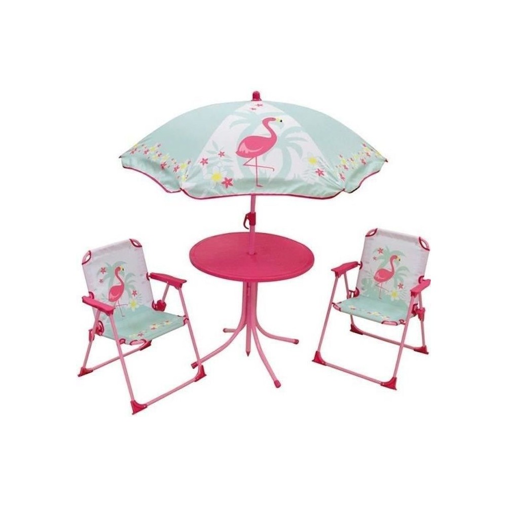 FUN HOUSE 713088 FLAMANT ROSE Salon de jardin avec une table, 2 chaise