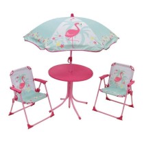 FUN HOUSE 713088 FLAMANT ROSE Salon de jardin avec une table, 2 chaise