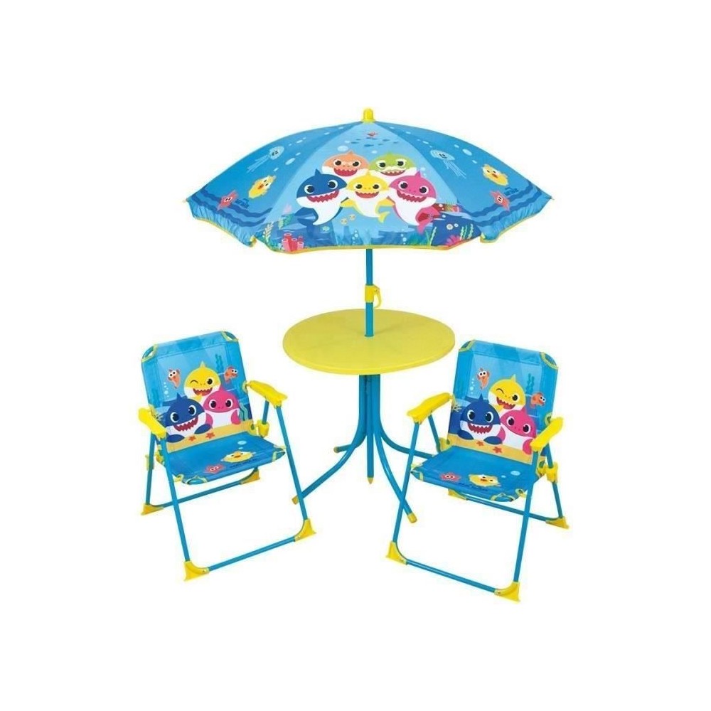 FUN HOUSE Baby Shark Salon de jardin - 1 table H.46xø46 cm, 2 chaises