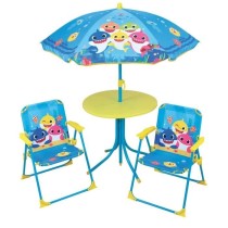 FUN HOUSE Baby Shark Salon de jardin - 1 table H.46xø46 cm, 2 chaises