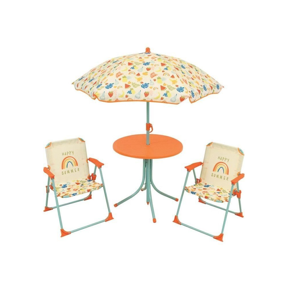 FUN HOUSE Fruity's Salon de jardin - 1 table H.46 x ø46 cm, 2 chaises