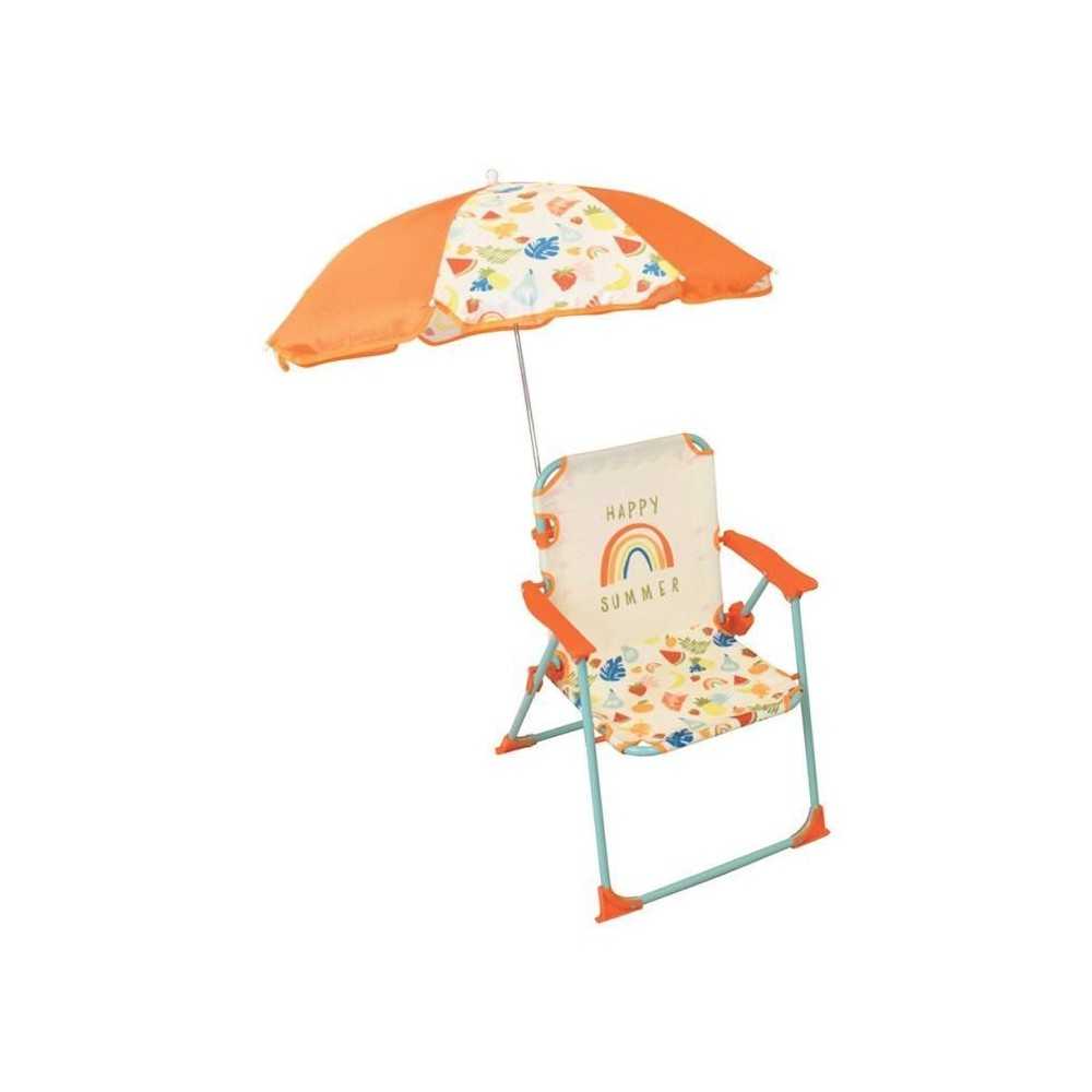 FUN HOUSE Fruity's Chaise pliante camping avec parasol - H.38.5 xl.38.