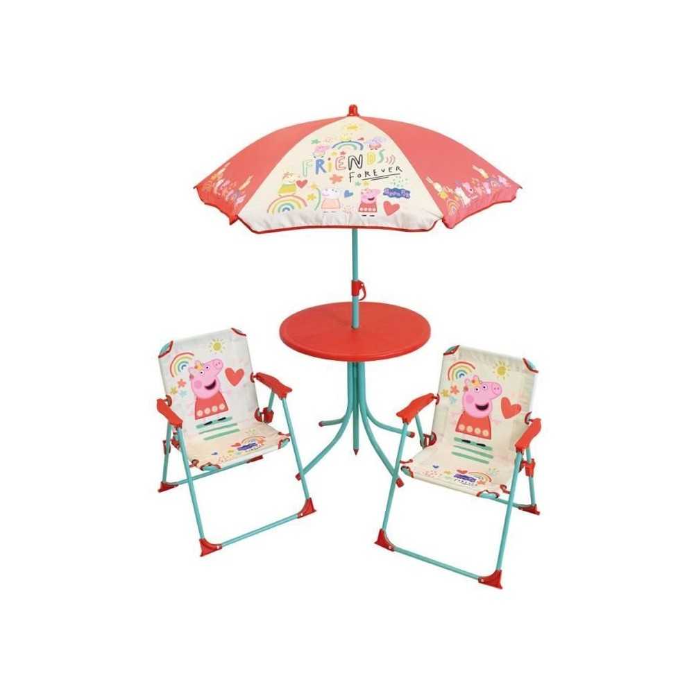 FUN HOUSE Peppa Pig Salon de jardin - 1 table H.46xø46cm, 2 chaises H