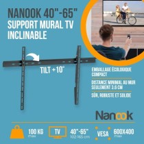 NANOOK Support Mural inclinable pour téléviseurs de 40-65 Pouces- Solution de Montage pour des télés LCD et (O)LED - Noir