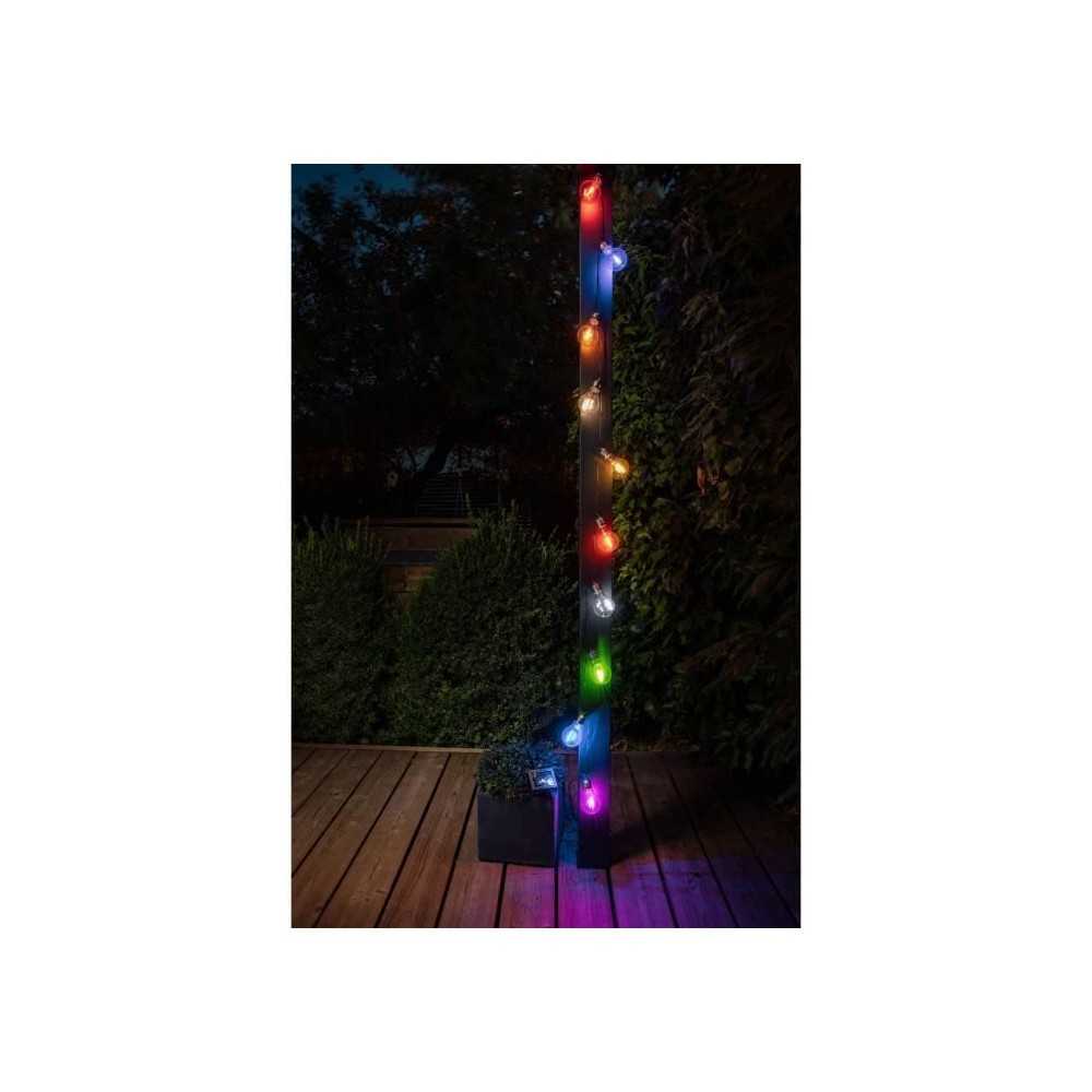 Guirlande solaire guinguette GALIX - 10 LED multicolores a filament -