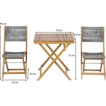 Ensemble repas BARI en bois d'acacia FSC et corde grise