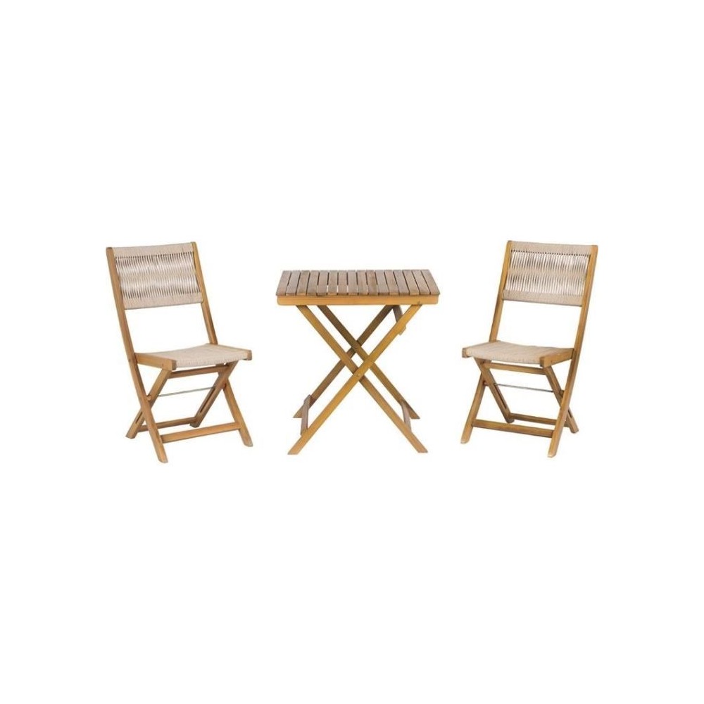 Set Bistrot - Pliable - 2 personnes - En bois d'acacia - BARI - FSC et