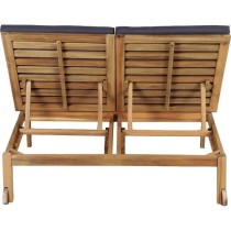 Bain de soleil double 2 personnes - Coloris : gris clair - En bois d'a