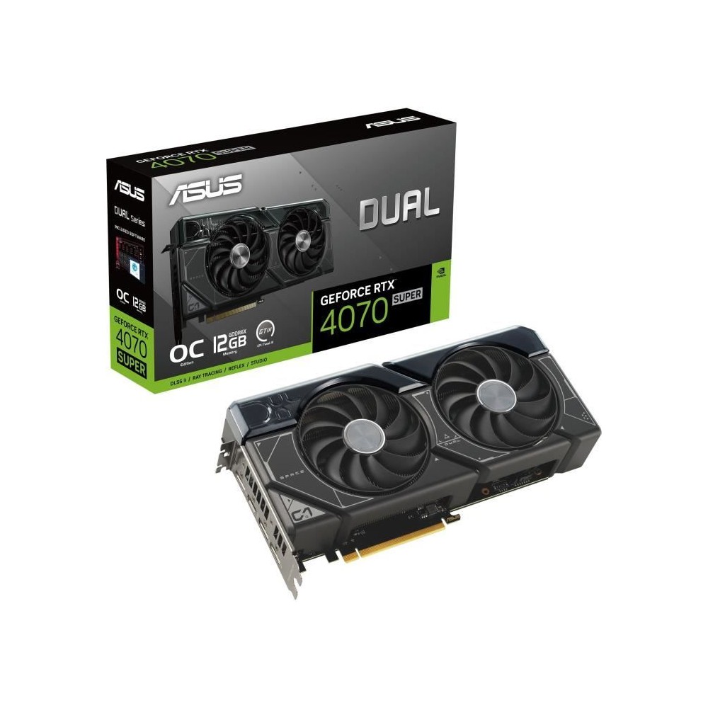 Carte Graphique ASUS DUAL-RTX4070 SUPER-O12G - 12 Go GDDR6X - PCI Express 4.0 - Pret pour la réalité virtuelle