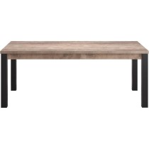 Table a manger EMILE 10 personnes - Mélamine chene brun tabac et noir mat - L200 x P100 x H77 cm - TRENDTEAM