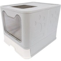 Maison de toilette - M PETS - SILE TOP - Gris - 51 x 41 x 12.5 cm - Pratique, démontable, tiroir coulissant, pelle incluse