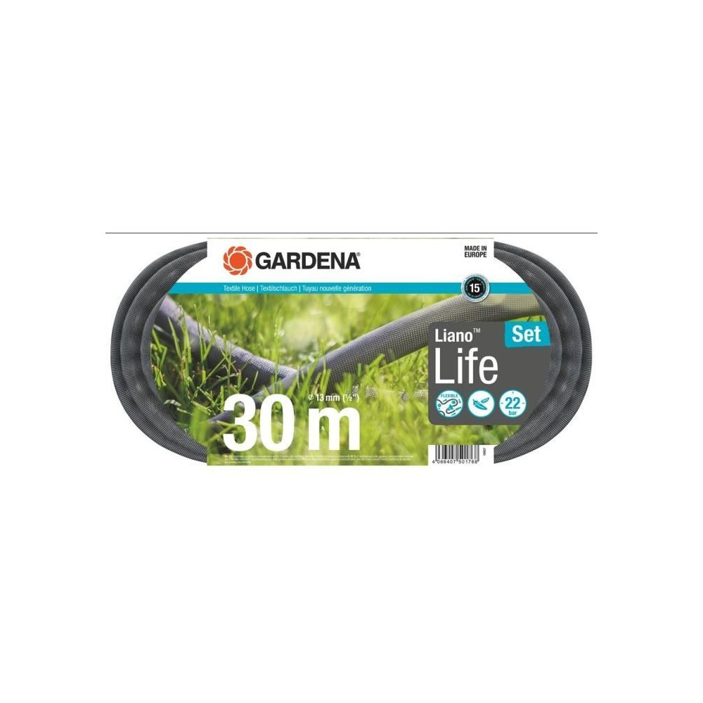 Kit tuyau Liano™Life 30m - GARDENA - Résistance a la pression : 22