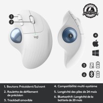 Souris ergonomique - Sans fil - Logitech - Ergo M575 - Blanc