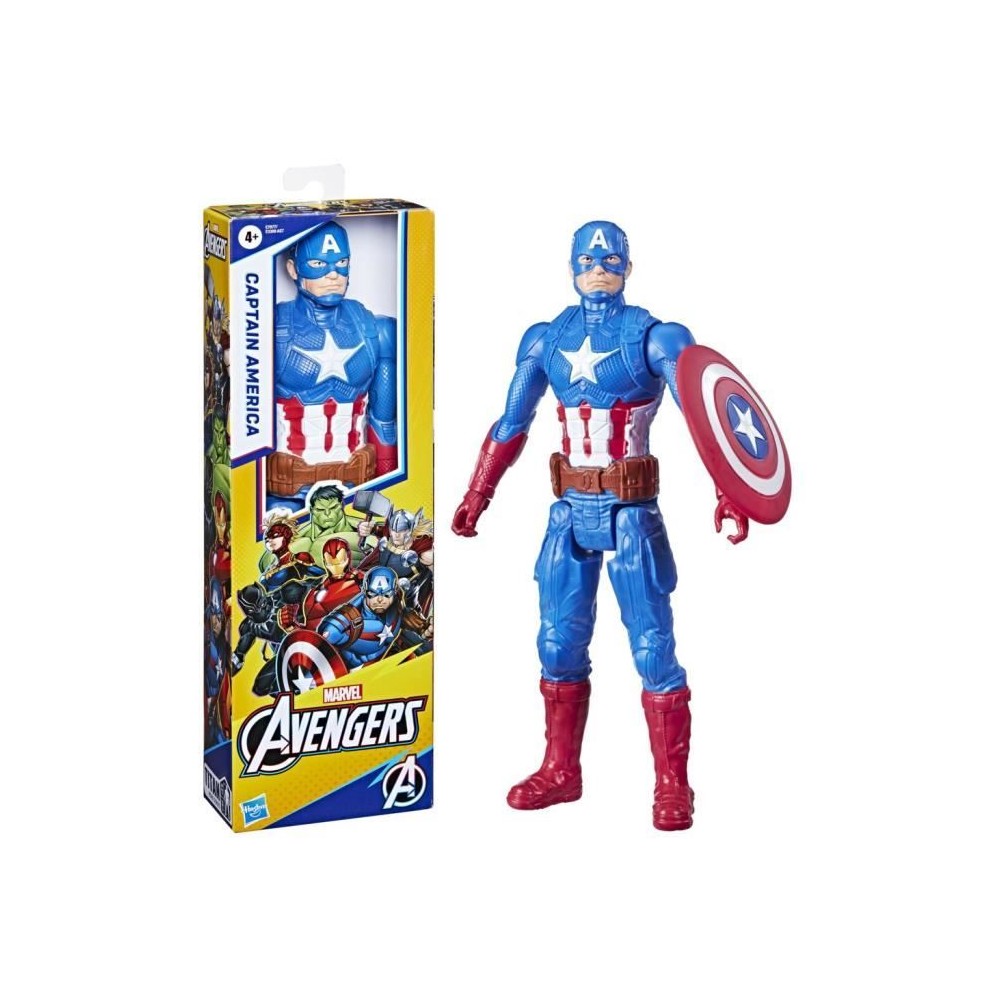 Figurine Captain America 30 cm, jouet Avengers Titan Hero Series pour enfants a partir de 4 ans, Marvel