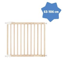 Badabulle Barriere de Sécurité Deco Pop - Barriere Extensible pour Ouverture de 63 a 106cm - Fixation Vis, Bois Naturel