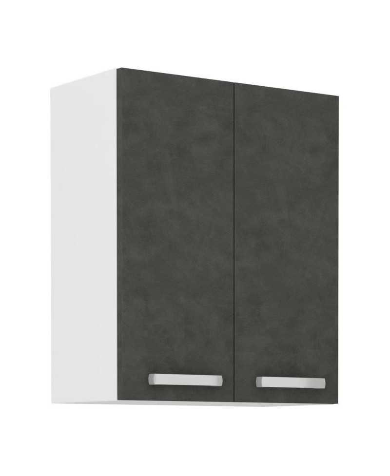 Meuble haut portes battantes - Gris mat - L 60 cm x P 31,6 x H 72 cm - LASSEN