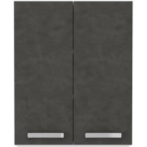 Meuble haut portes battantes - Gris mat - L 60 cm x P 31,6 x H 72 cm - LASSEN