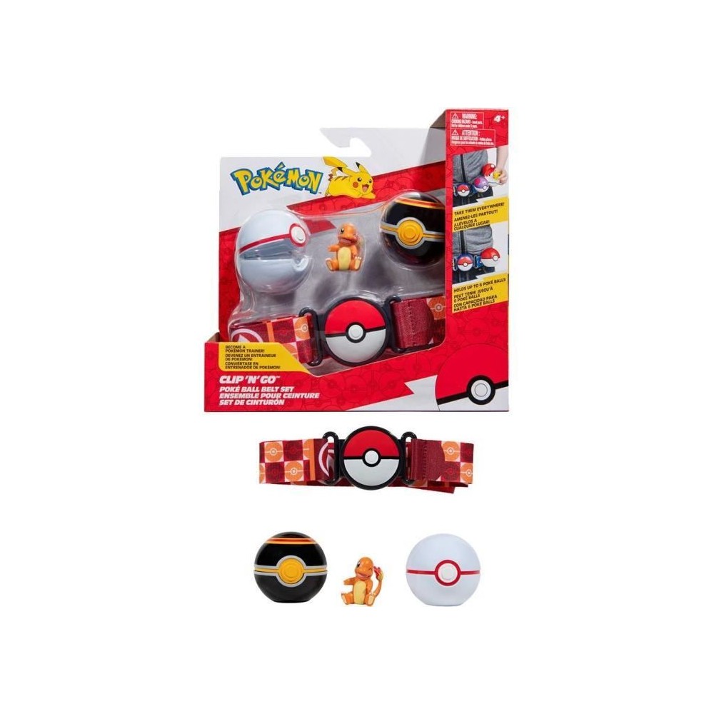 Ceinture - BANDAI - Pokémon Clip ‘N' Go - 1 ceinture, 2 Poké Balls et 1 figurine Salameche 5 cm