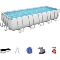 Kit Piscine hors sol tubulaire BESTWAY Power Steel™ - 640 x 274 x 132 cm - Rectangulaire (Filtre, échelle, diffuseur, bâche)