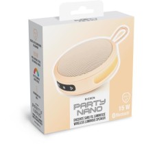 BIGBEN Party - Enceinte Bluetooth ronde avec dragonne et effets lumineux - 15W - Orange Pastel