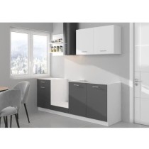 Cuisine complete PREGO - L 210 cm - Décor gris Graphit - Plan de trav